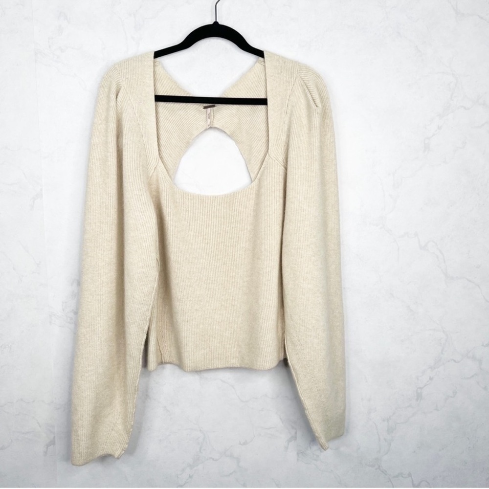 Free People Open Back Cream Sweater